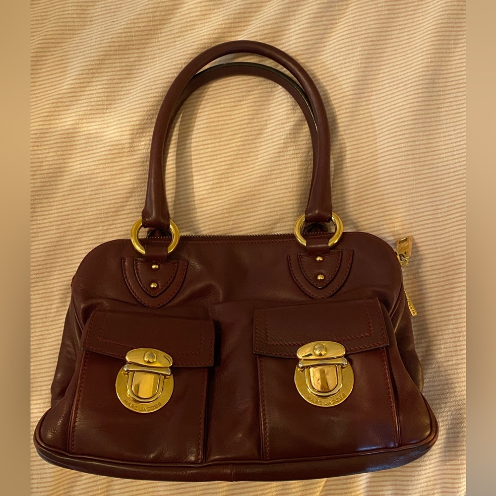 Late 00’s Marc Jacobs Burgundy Leather Top Handle Bag